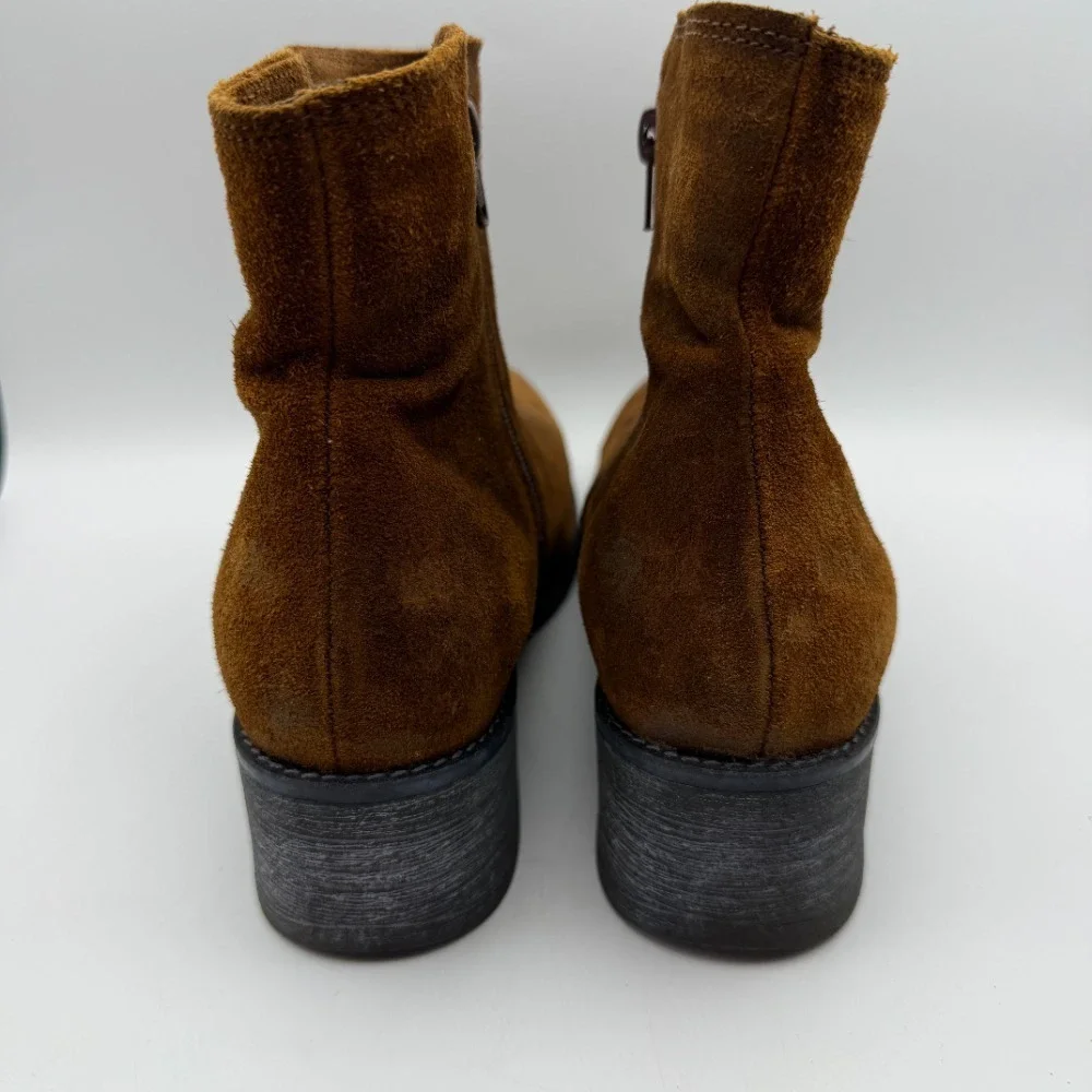 Naot Suede Ankle Boots Brown Leather Block Heel Zip Up Comfort EU‎ 42 US 11